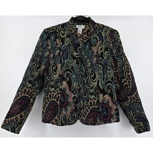Vtg Molly Maxx Womens Sz S Tapestry Jacket Zip Multi Paisley Boho Dark‎ Academia